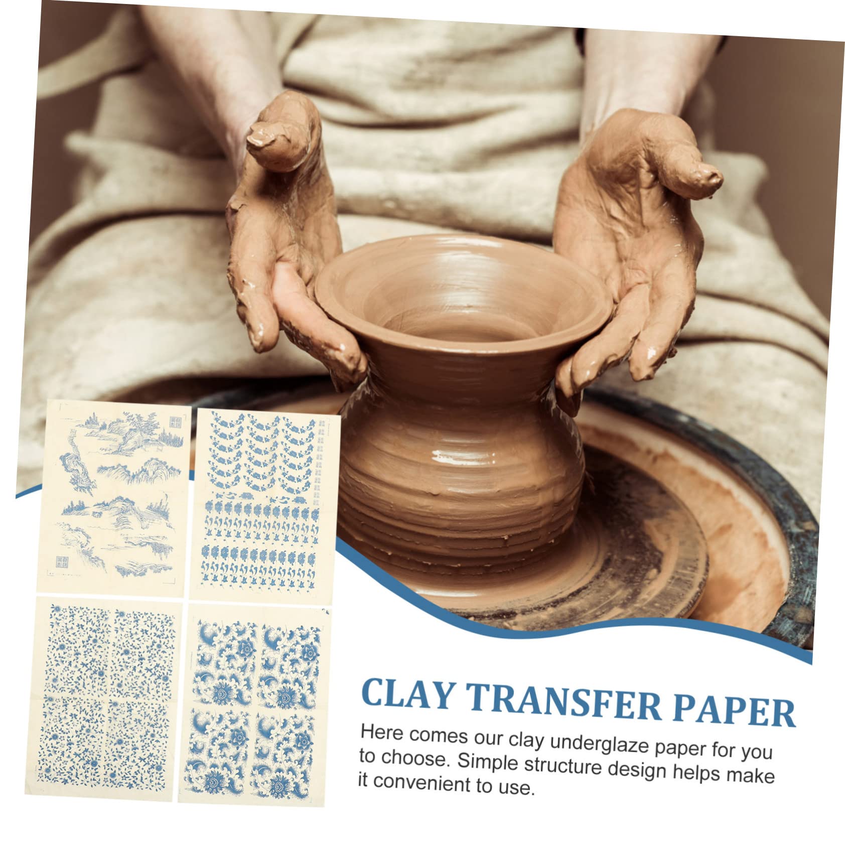 20feuilles Papier De Transfert Chic pour Décalcomanies De Pottery De Papier sous-glaçure Haute Température pour Décorations