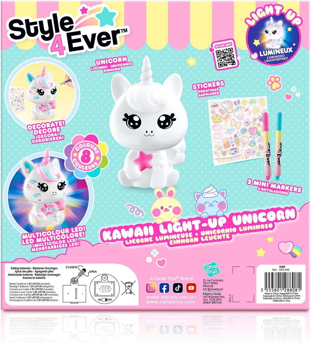 Canal Toys - Style 4 Ever-Unicorn Y2K DIY Light to Decorate-Collector's Edition-Creative Hobbies for Children 293-Channel Toys, OFG 293, White