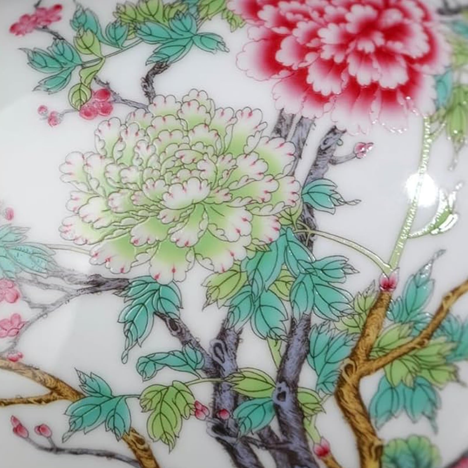 Ozdobny ceramiczny słoik na imbir w stylu vintage, tradycyjny chiński pojemnik na herbatę z pokrywką, dekoracyjny porcelanowy pojemnik do przechowywania, idealny do sypialni lub kuchni.(A)