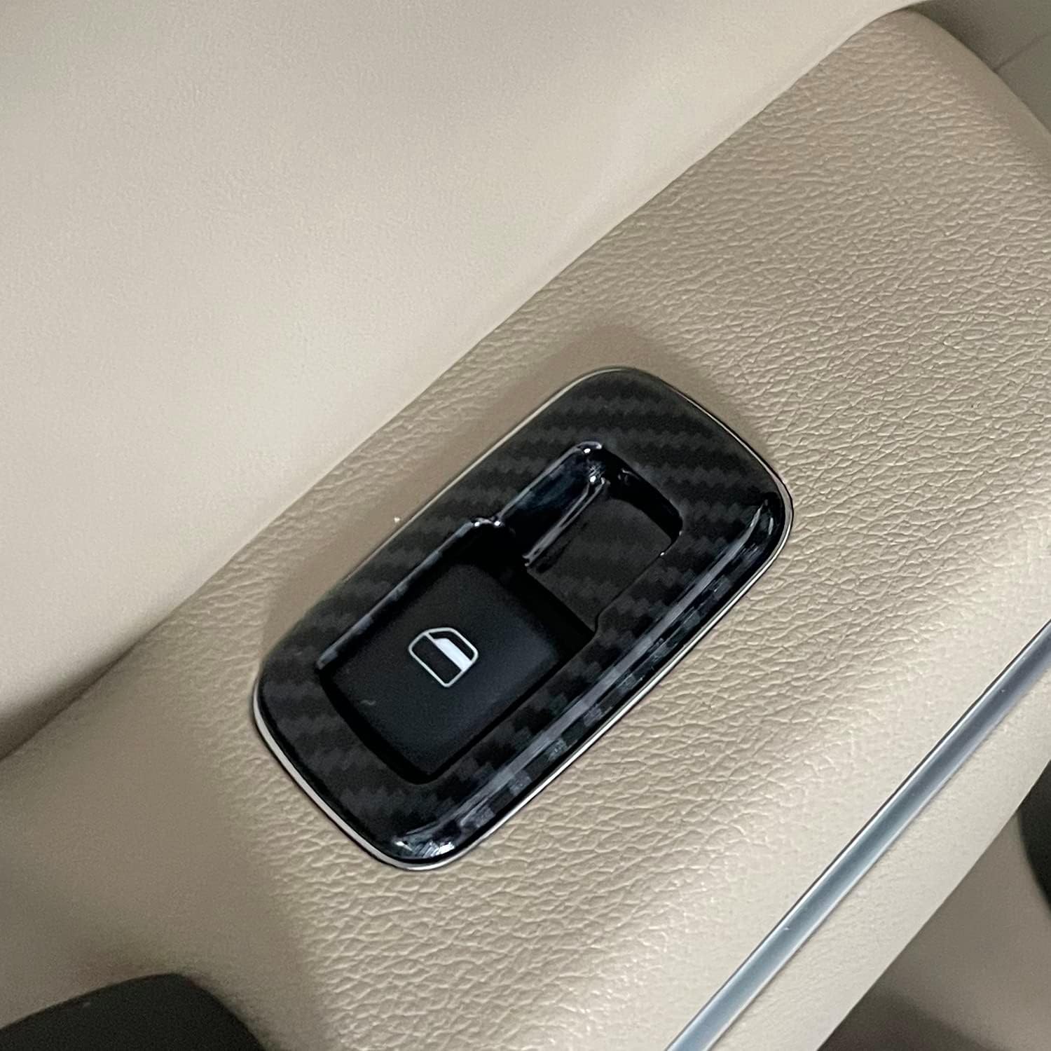 for Chrysler Pacifica 2017-2022 Carbon Fiber Black Interior Door Armrest Window Lift Cover Trim 4pcs Car Accessories
