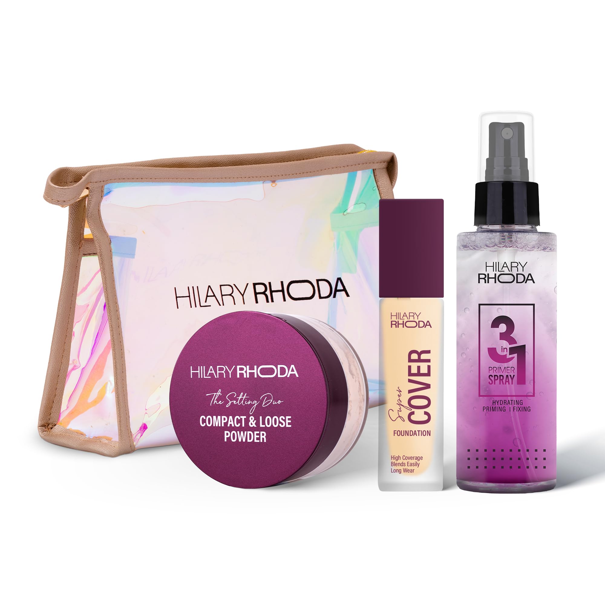 Hilary Rhoda High Coverage Liquid Foundation | Compact & Loose Powder | Makeup Setting Spray | 3-in-1 Primer Spray | Travel-Friendly | Makeup Kit for Women | Rakhi gift for Sister | All skin types-image-31