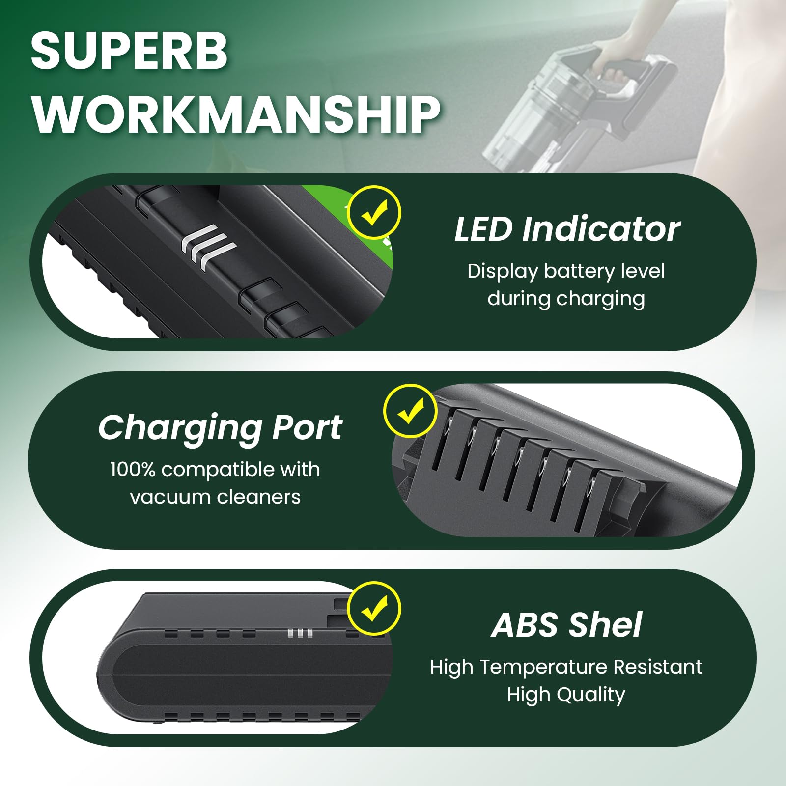 4600mAh VCA-SBTA60 Batteria per Samsung JET60 JET65 JET70 JET75 JET90 Samsung Aspirapolvere Senza Fili Modello VCA-SBTA60/VT VCA-SBT90 VCA-SBT90EB