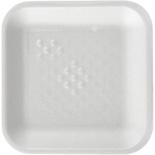BYLD - White Foam Meat Trays, Small Square 1S - 5.2" x 5.2" - Pack of 25, Meat Packing - Disposable Styrofoam Trays