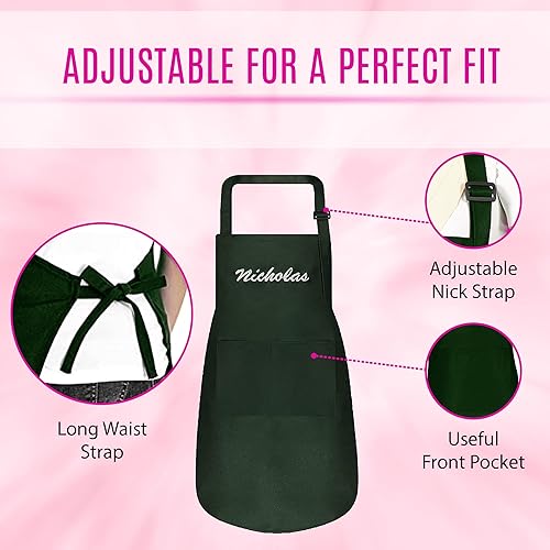 Miniatura 46 de Juego de delantal personalizado y sombrero de chef, bonito disfraz de chef para niños, delantales con bolsillos para cocinar, pintar, fiestas Negro