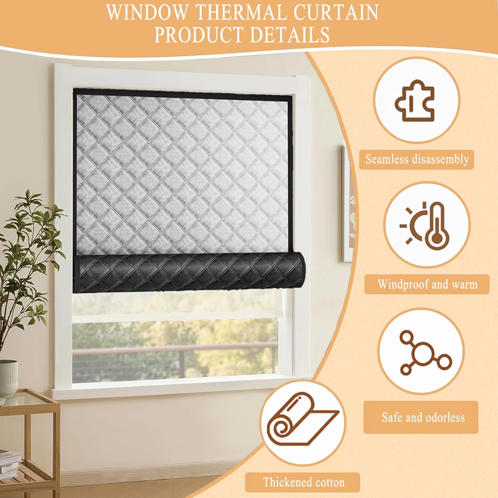 Thermo Cover Fenster-Isolierfolie 120 x 220 cm, Selbstklebendes Klebeband, Kontrollieren Sie Die Raumtemperatur, Winter-Fensterisolationsset, mit Klettband für Dachböden, Silber