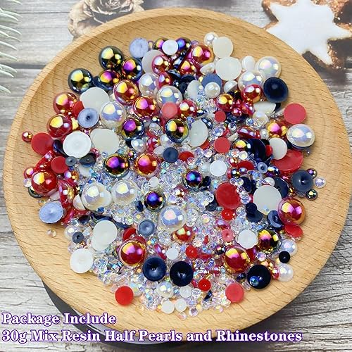 Miniatura 2 de Mezcla de diamantes de imitación de resina media redonda diamantes de imitación de espalda plana de 106oz cuentas de media perla para manualidades