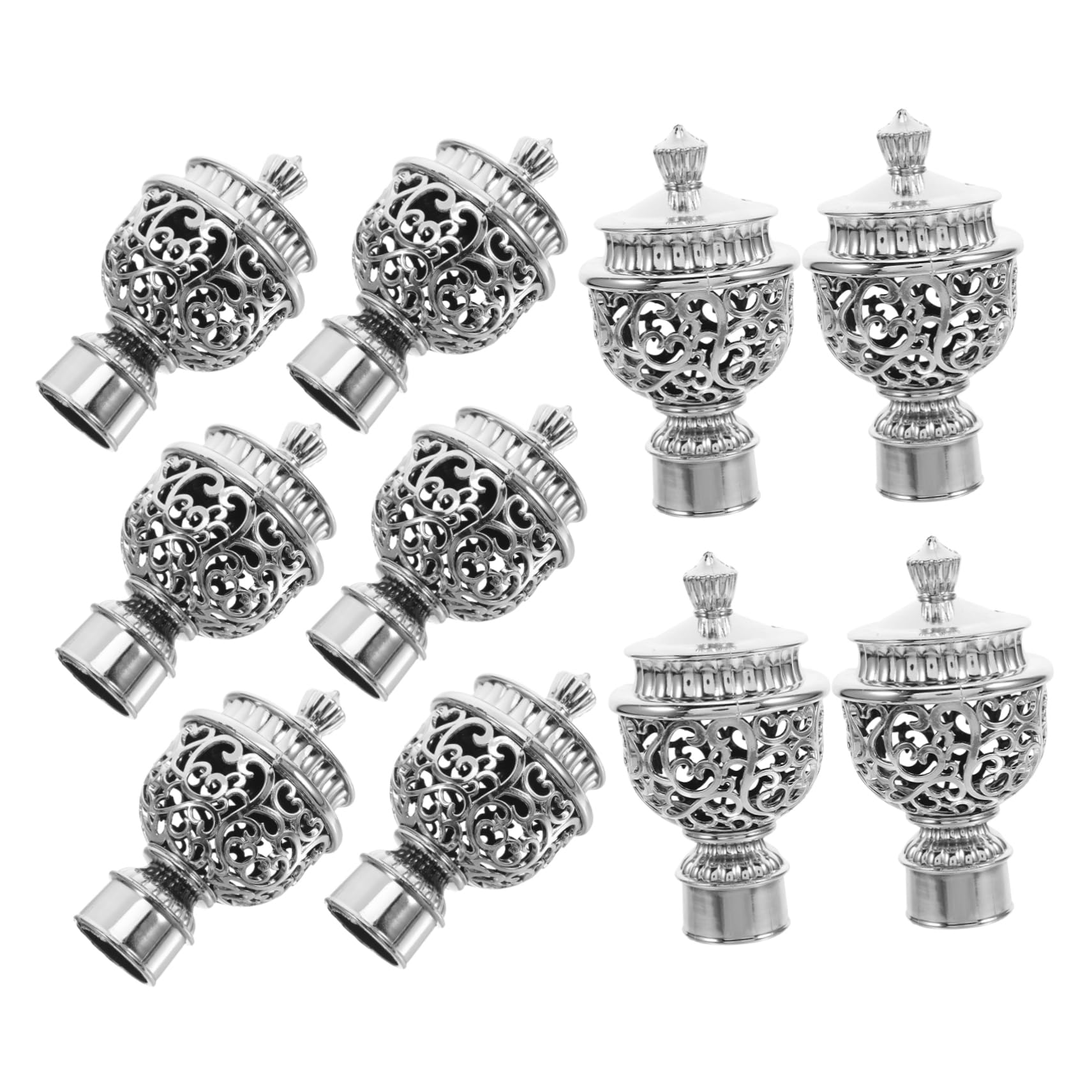 VINTORKY Elegant Drapery Rail End Caps 12pcs Plastic Curtain Finials Roman Pole Decorative Ends for Replacement Head Caps