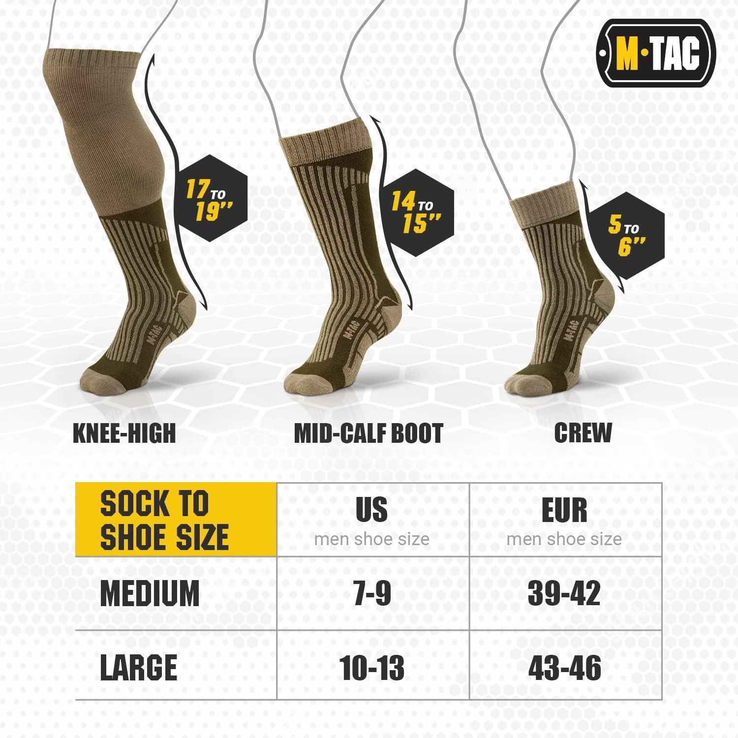 M-Tac Crew Knee High Tactical Socks 2 Pack - Military Lightweight Coolmax Moisture Wicking Army Combat Socks - Image 6