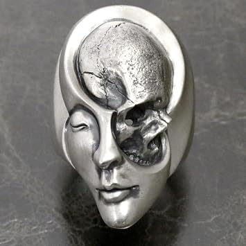 Unique Design Human Duality Hide Yin And Yang Skull Rings Men's Punk Goth Biker Ring Women Jewelry