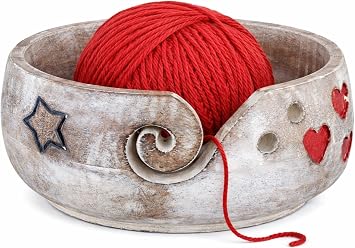 Mothers Day Gifts Wooden Yarn Bowl Knitting Bowl Large Crochet Yarn Holder Handmade Crocheting Accessories and Supplies Organizer 7 x 3" Retirement Birthday Gift for Knitters