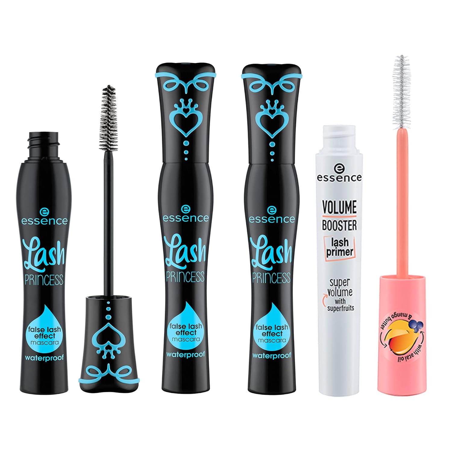 Lash Princess False Lash Waterproof Mascara 3-Pack & Volume Booster Lash Primer Mascara Bundle