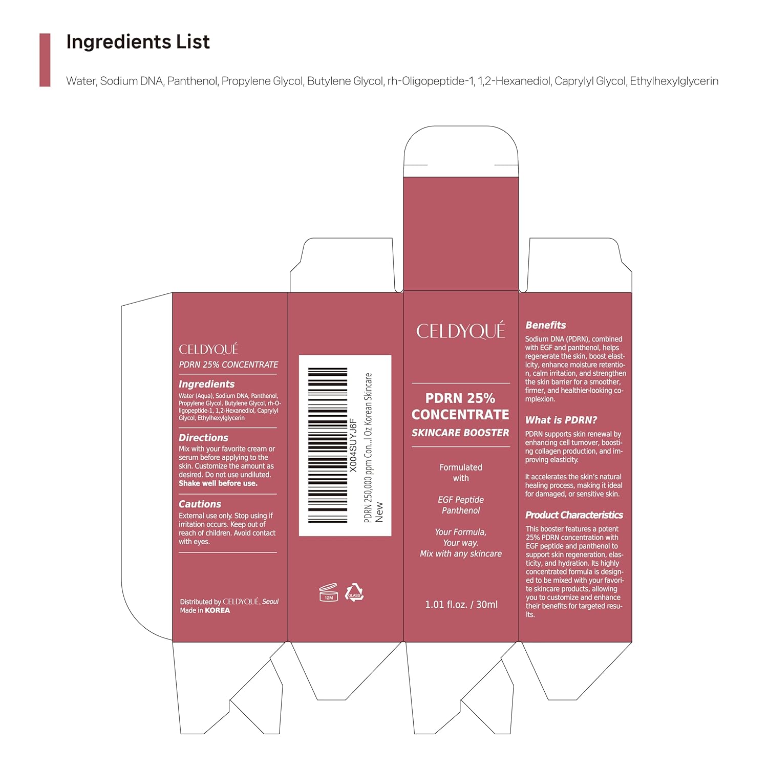 Salmon DNA PDRN 250,000 ppm Concentrate Skincare Booster - Microneedling Serum w/EGF Peptide & PDRN 25% Growth Factor - Anti-Aging Face Serum with Panthenol 1 Fl Oz Korean Skincare - Image 9