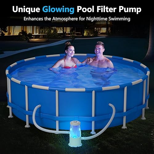 Miniatura 5 de Evoio Bomba de filtro de piscina sobre el suelo, 1000 galones de alto caudal con luz de funcionamiento, 10 horas de sincronización apagado