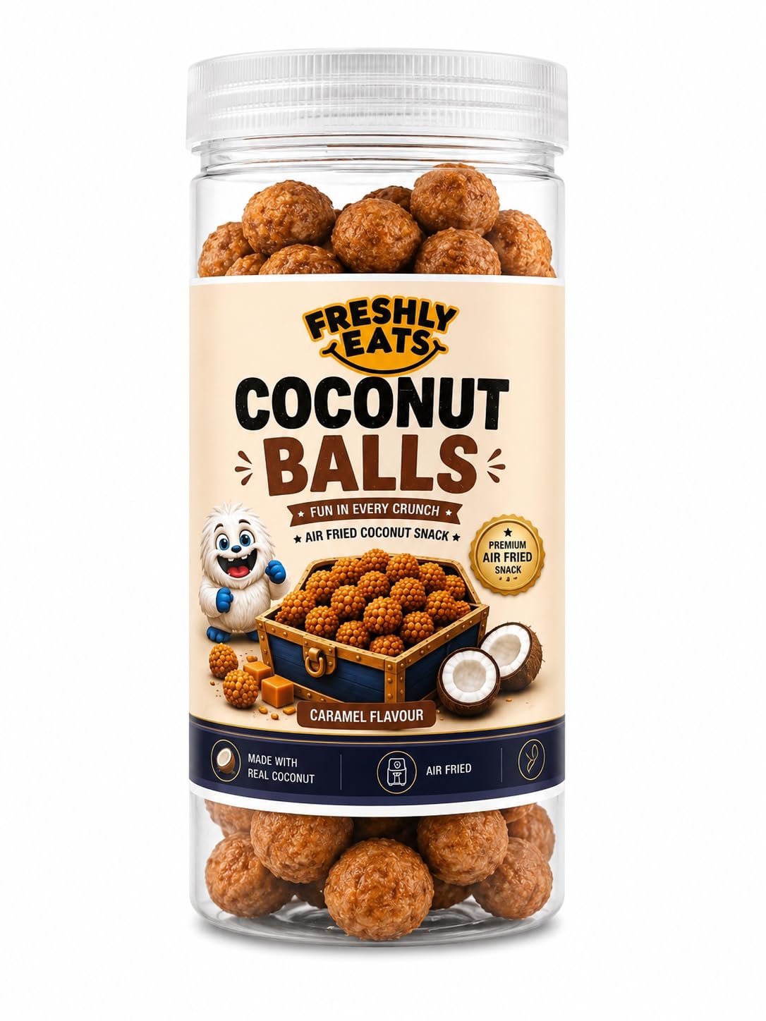 Freshly Eats Coconut Balls-Caramel Flavour, Air Fried Snack, Made with Real Coconut-image-3