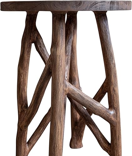 Miniatura 16 de East at Main Mesa auxiliar de madera rústica o soporte para plantas, formas redondas y rectangulares, múltiples acabados, muebles decorativos hechos