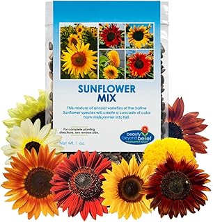 Sunflower Wildflower Seeds Mix - 1oz, Open-Pollinated Wildflower Seed Mix Packets, Non-GMO, No Fillers, Annual Sunflower Seeds, Summer Planting - 1 oz