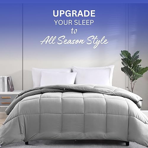 Miniatura 6 de Edredón de edredón tamaño Queen color gris claro edredón alternativo acolchado para todas las estaciones para cama Queen 300 GSM edredón de
