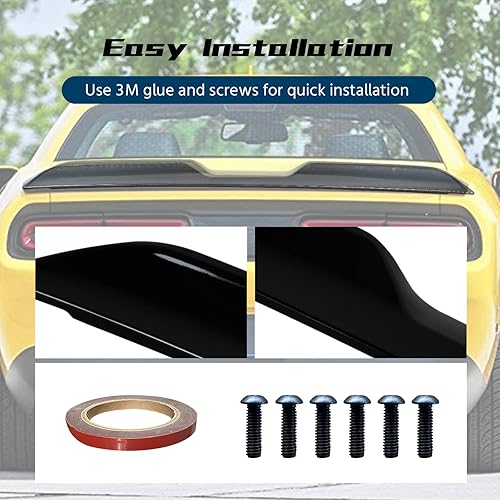 Miniatura 5 de Auraroad Alerón trasero compatible con Challenger Demon Style 2008-2017, alerón de labio trasero, sin cámara (negro brillante)