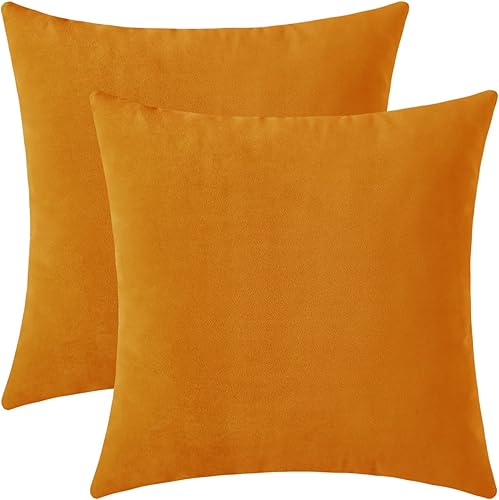 Miniatura 7 de mixeoo Comfy - Juego de 2 fundas de almohada decorativas cuadradas de terciopelo sólido súper suaves, 18 x 18 pulgadas