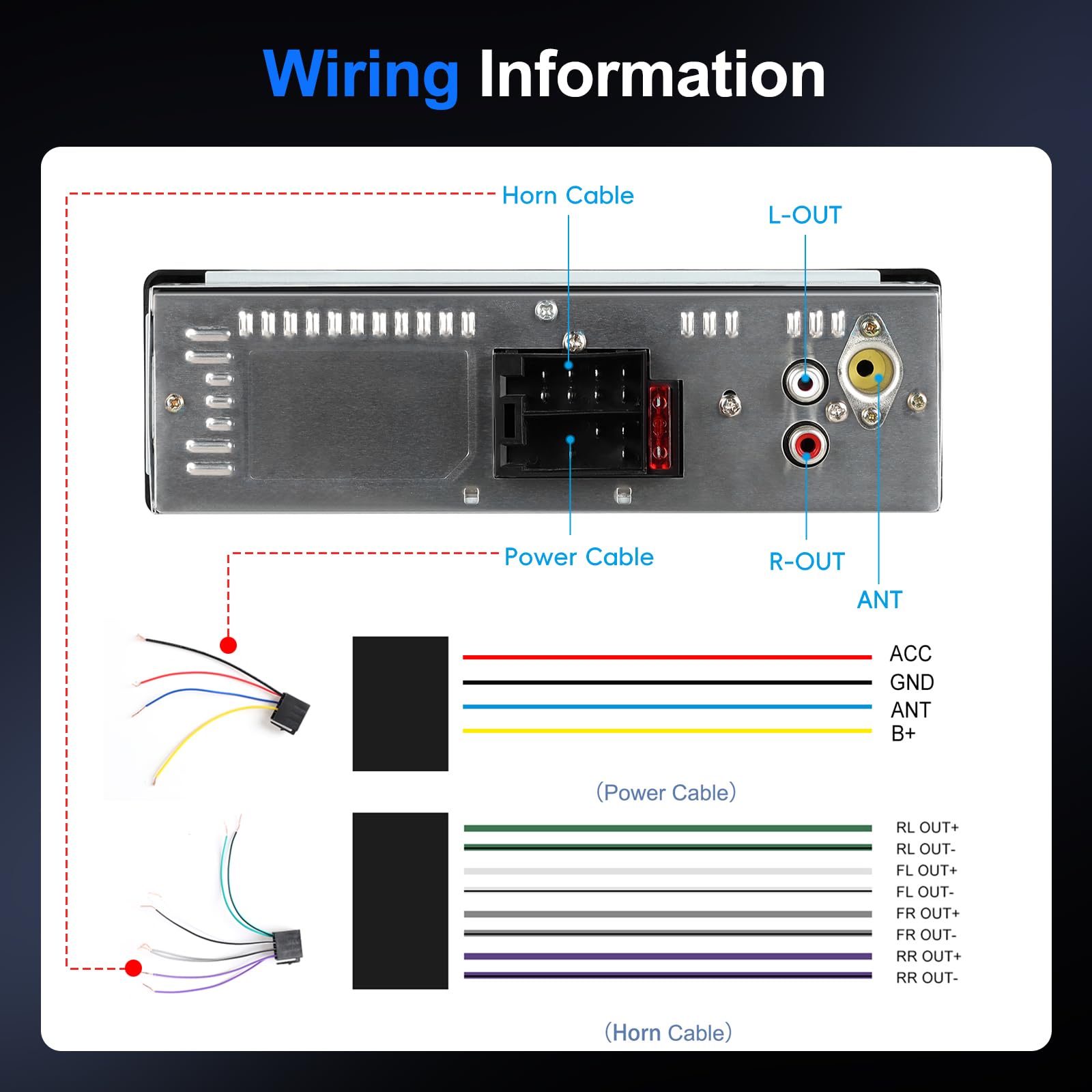 Auto Radio mit Bluetooth, Autoradio mit FM Radio/AUX/EQ/USB/RCA/U Disk/EQ/SWC, Autoradio 1 Din Unterstützung MP3 Player 12V