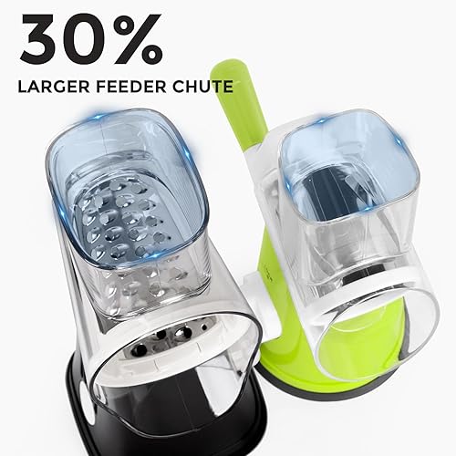Miniatura 4 de X Home Rallador de queso giratorio 5 en 1 para cocina, trituradora de manivela mejorada con base de succión más fuerte y cuchillas de tambor