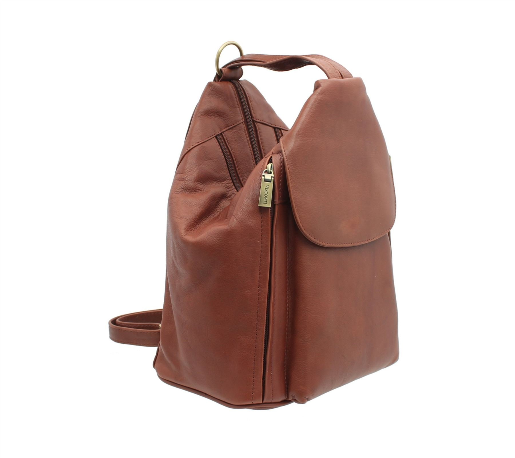 VISCONTI - Bolso Mochila de Mujer - Piel Auténtica - Multibolsillos - Pequeña - Correas Ajustables - Danii 18357