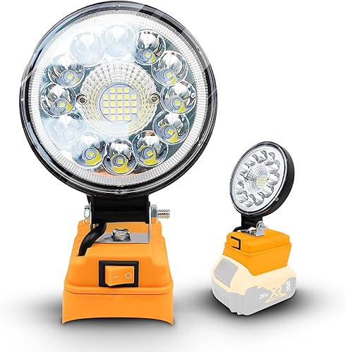 Miniatura 1 de Luz de trabajo LED inalámbrica portátil para batería Dewalt de 20 V, luces de inundación de 27 W 2850 lúmenes al aire libre, con dos puertos de