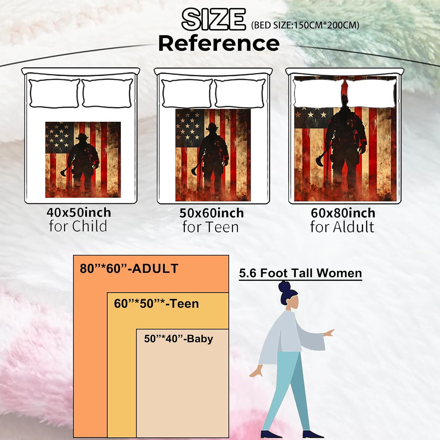 Firefighter Retro Blanket Gifts for Heroes Adult,American Flag Vintage Throw Blankets,Soft Comfy Lightweight for Room Couch Bed Sofa Modern Bold Decor,Patriotic Lover 60x50in - Image 3