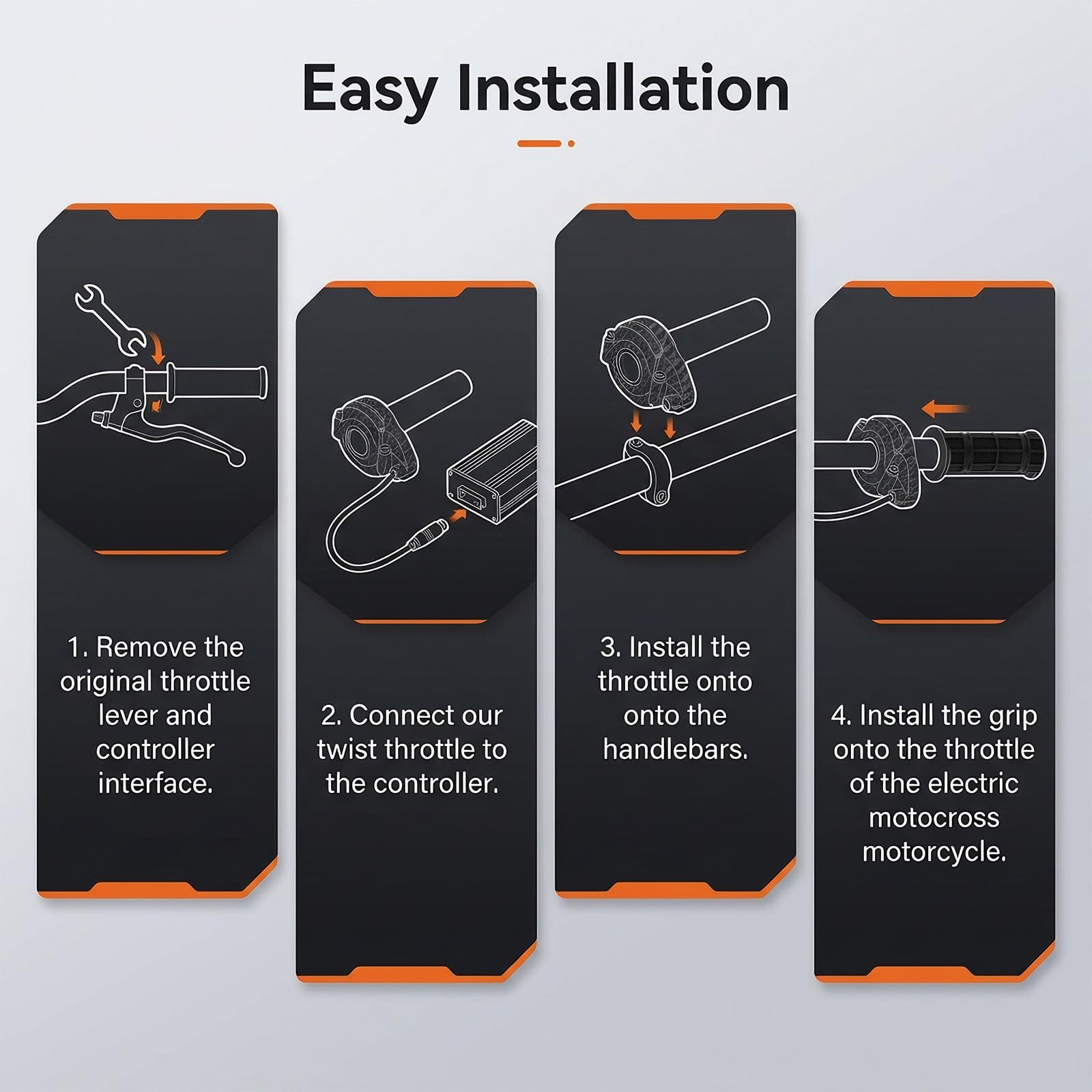 Penitue Kit de Poignée d'Accélérateur pour Vélo Électrique, Poignée d'Accélérateur à Rotation Complète de Remplacement pour VTT et Scooters Électriques Compatible avec MacFox HappyRun