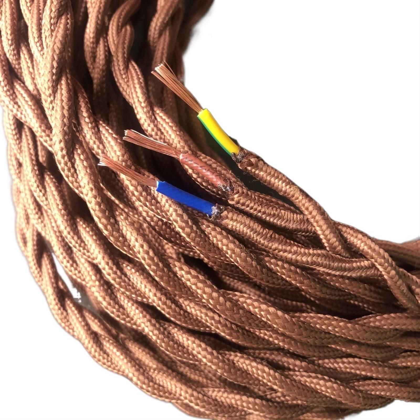 Cables y alambres de telas, Cable for Lámpara Colgante Trunking De 3 Núcleos Trenza Textil Cable Cuadrado De 3x0,75mm Multicolor 2-30m(Gold,5meter)