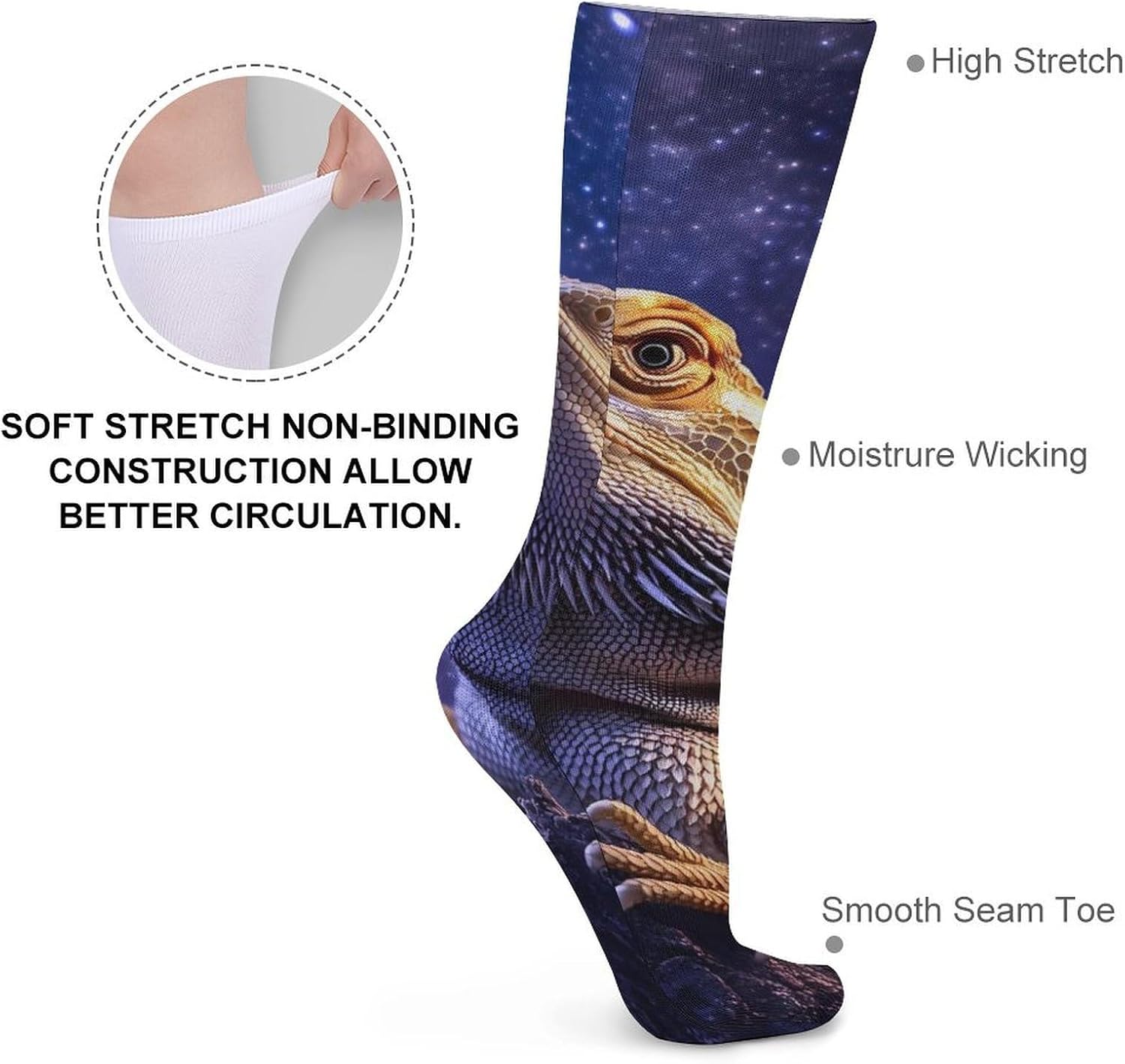 Bearded Dragon Knee High Socks Casual Long Stockings Over Calf Sock Tube for Women Men