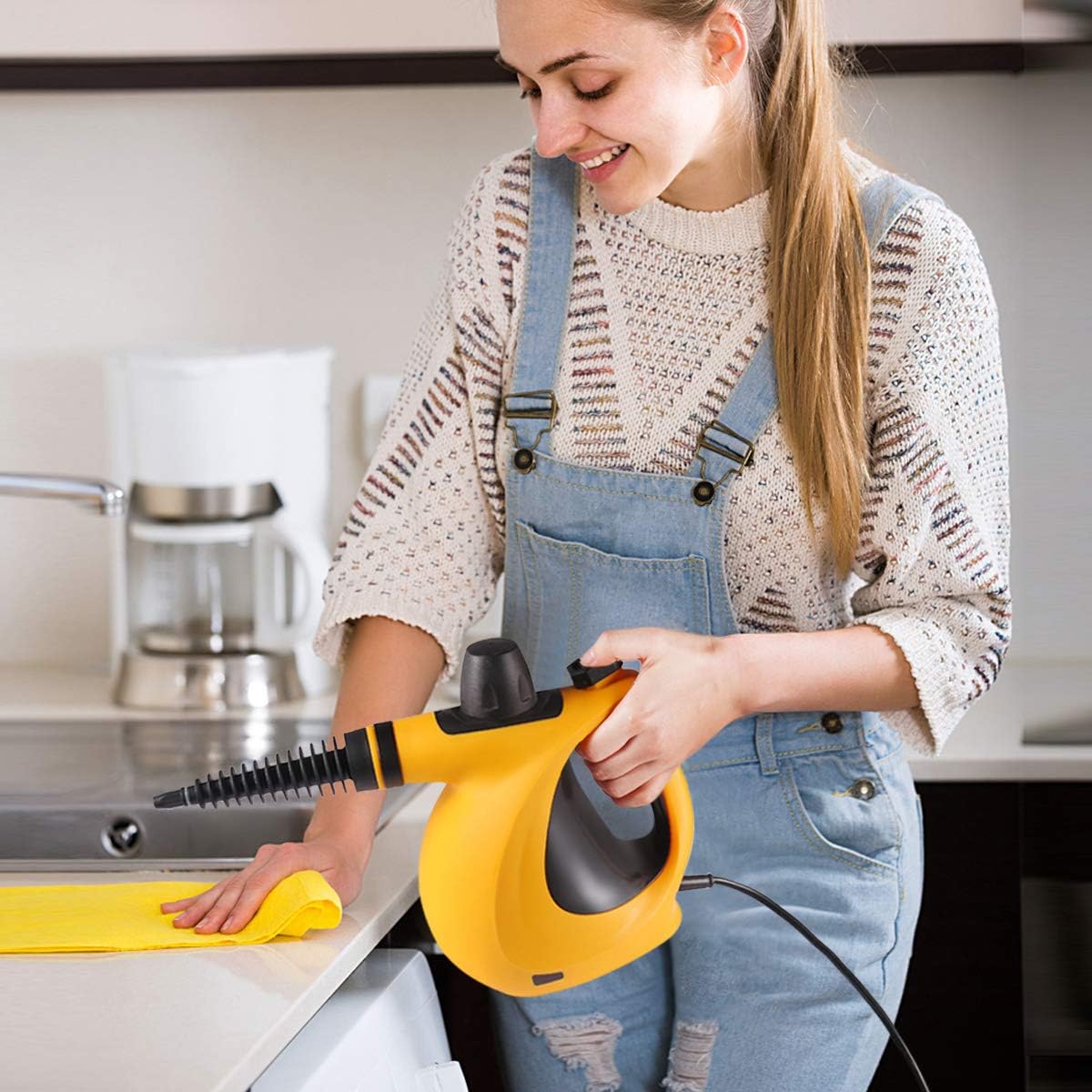 Dr. Purifier Handheld Pressurized Steam Cleaner with 9-Piece Accessory Set - Multi-Purpose and Multi-Surface All Natural, Chemical-Free Steam Cleaning for Home, Auto, Patio, More