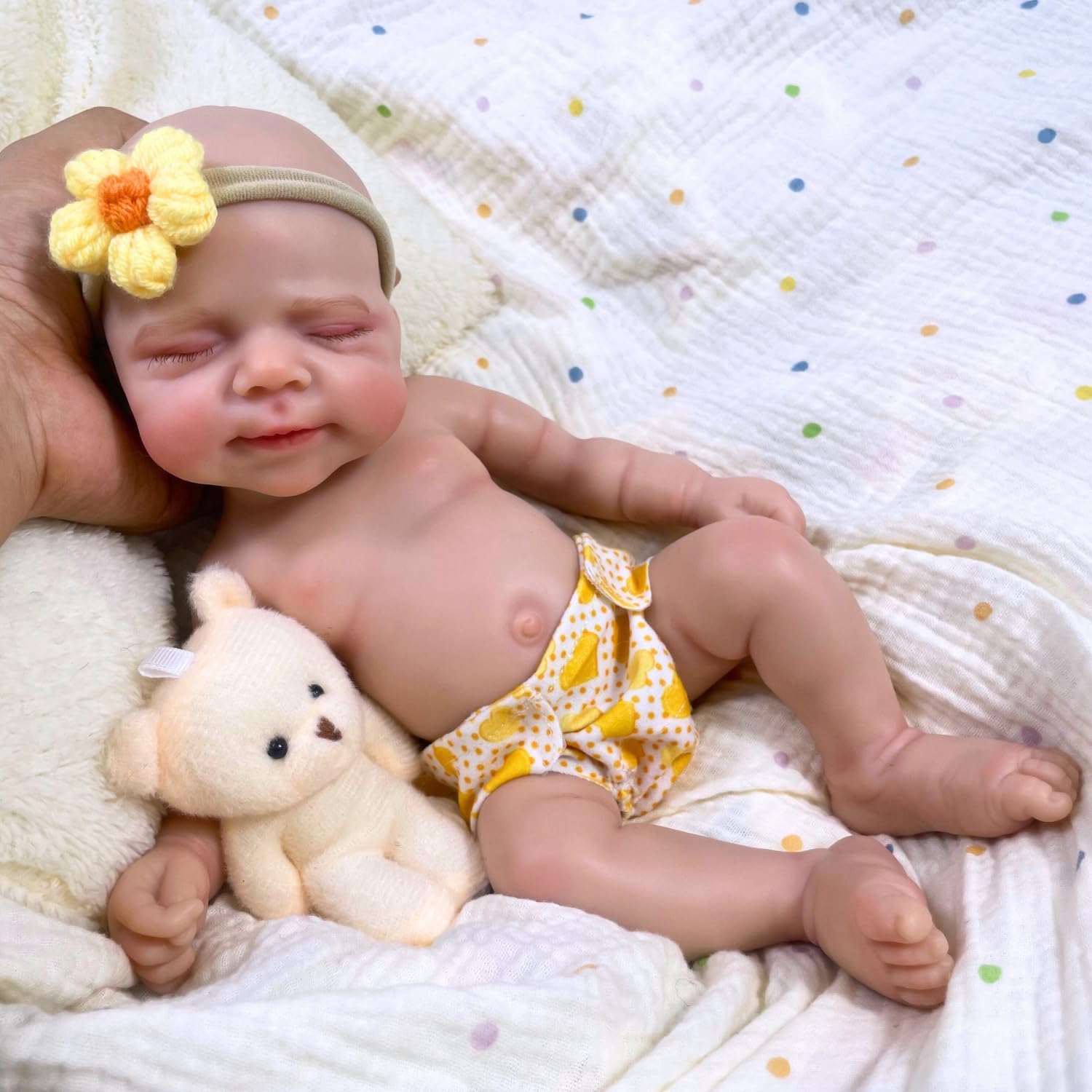 MRB Realistic Reborn Baby Doll, 12 Inch Silicone Lifelike Baby Dolls, Full Solid Silicone Body Washable Girl Stress Relief Doll for Kids Age 3 + & Collection