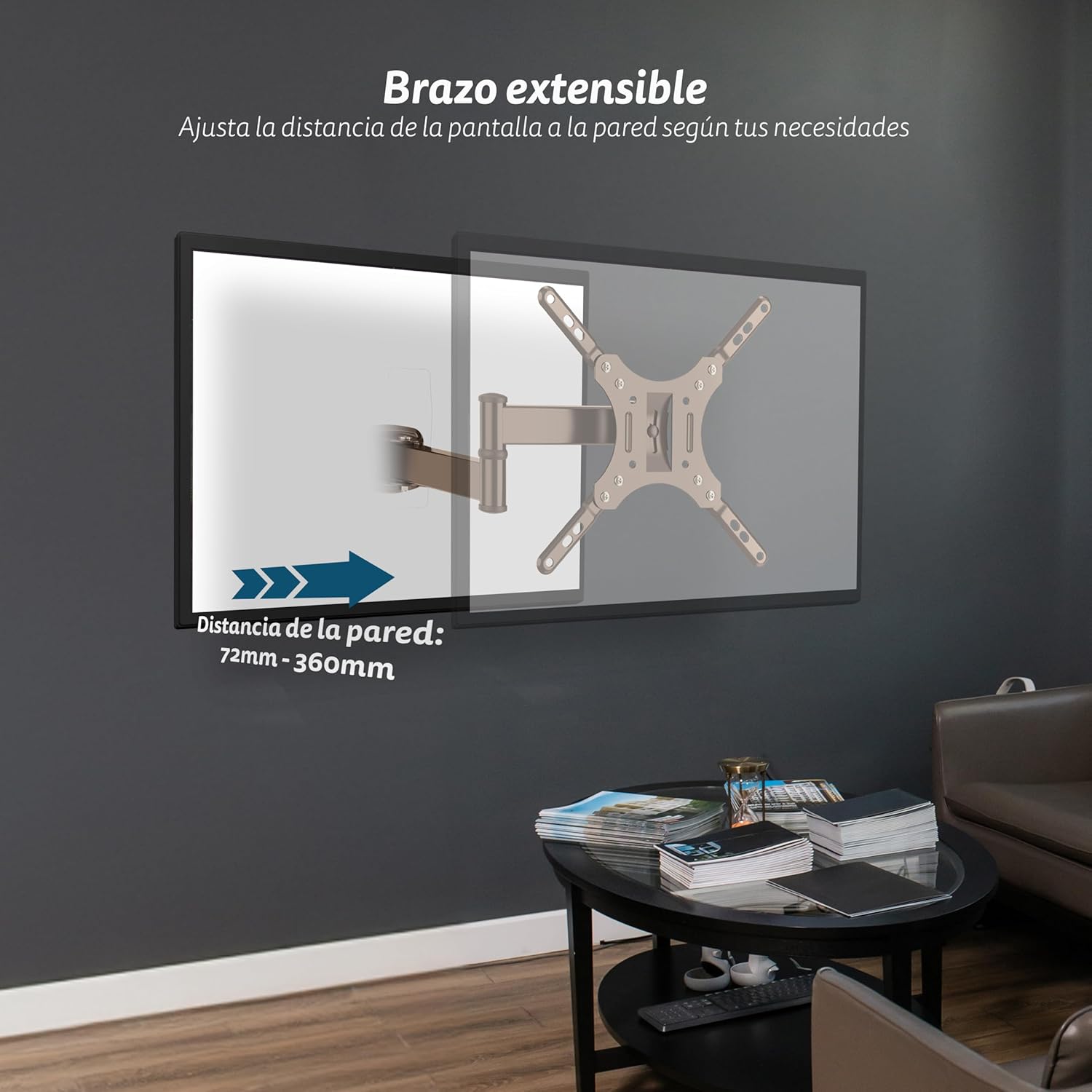 GRUNKEL - TV Wall Mount - Load Capacity up to 15 kg - Compact and Resistant Design - Easy Installation - Includes Tool kit with VESA Format from 50x50 to 200x200mm