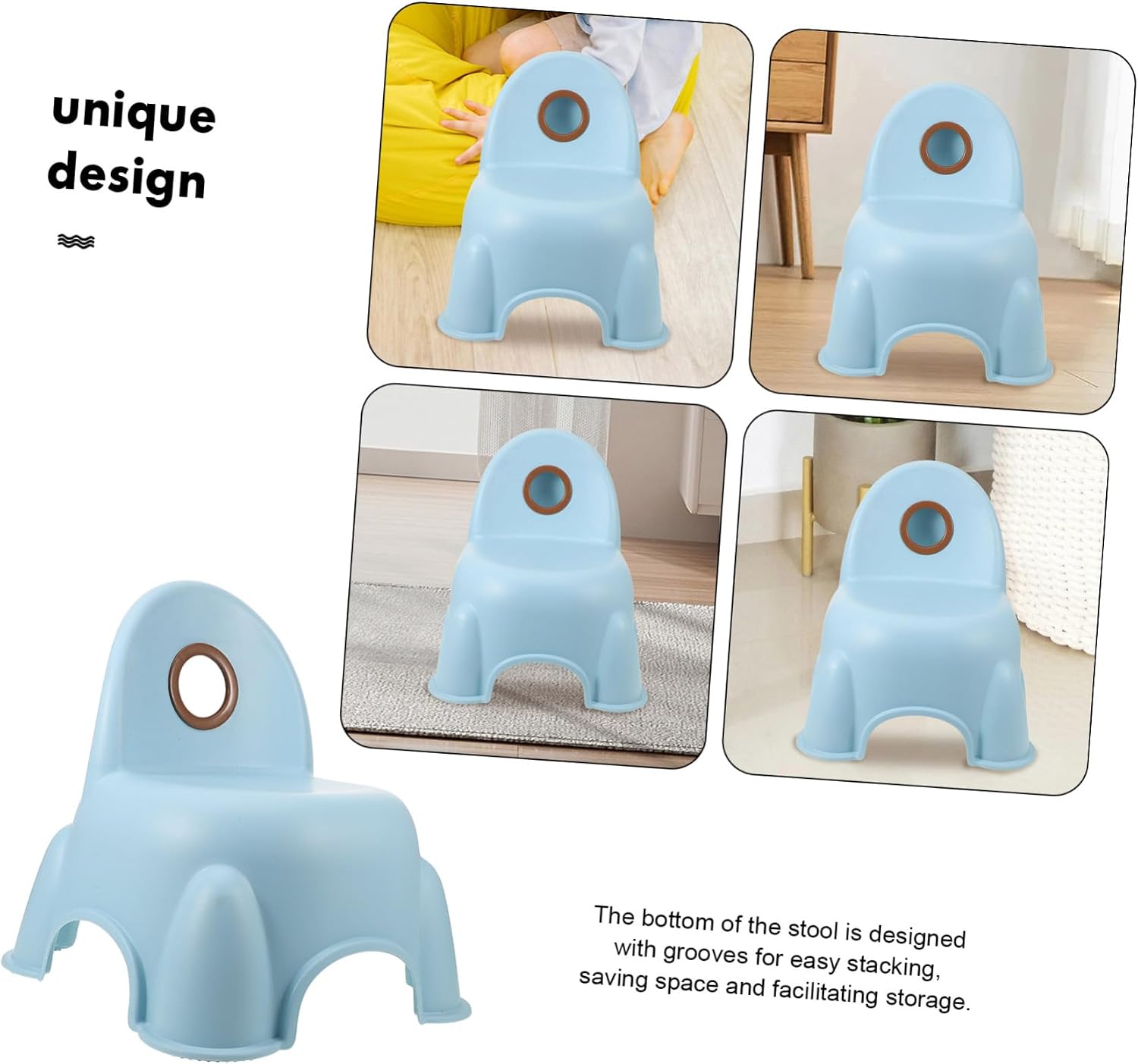 Thickened Nonslip Kindergarten Small Plastic Stool for Space-Saving Stackable Design Lightweight Seat for Home and School Use Cute Chestnut Color