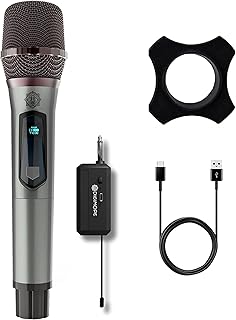 DIGIMORE UHF Wireless Microphone | Noise Reduction Coil | 200ft Long Range | Cardioid Pattern | 10Hrs Battery | Type-C Por Price In India