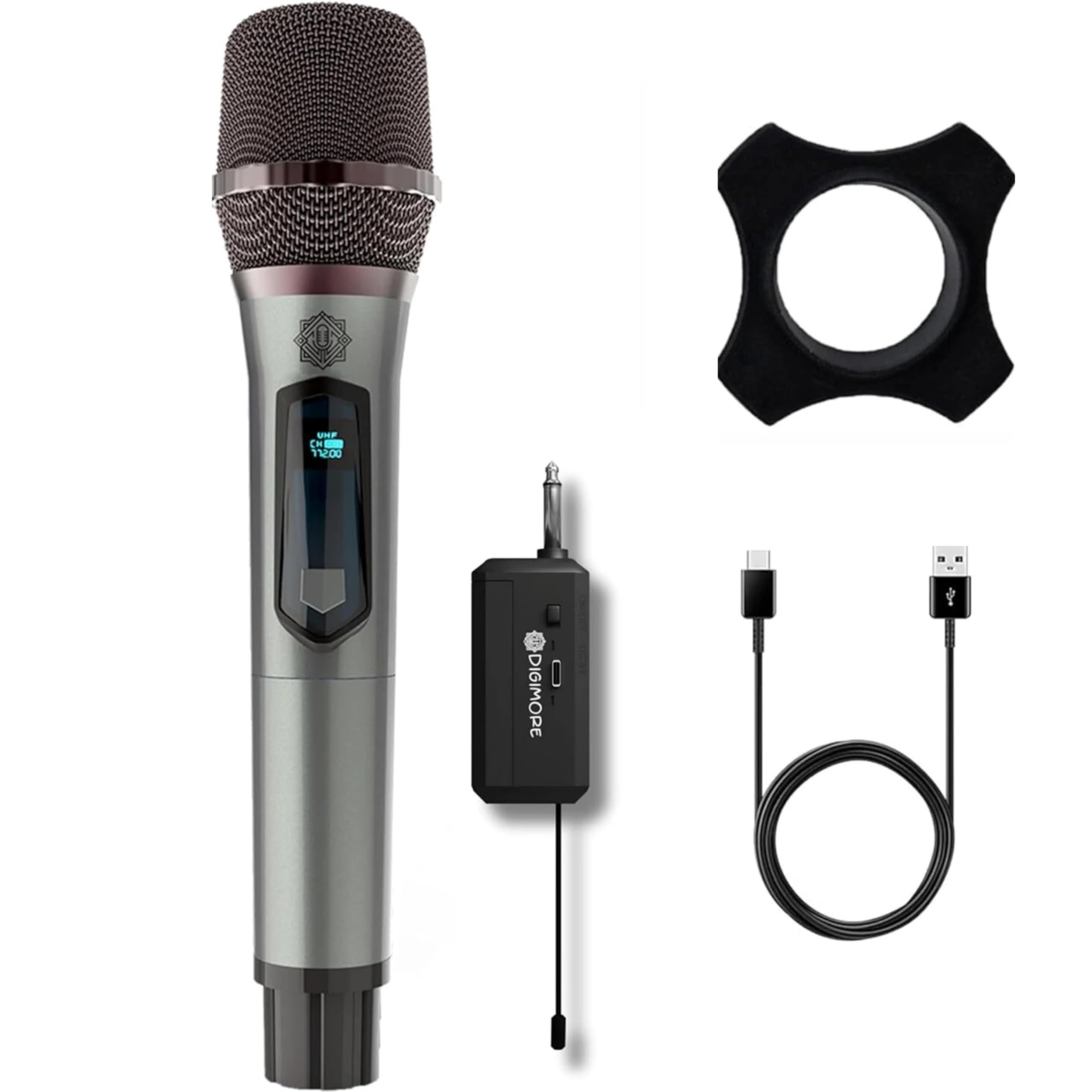 DIGIMORE UHF Wireless Microphone for Singing | 6Hrs Battery | 160ft Range | Type-C Charging | Professional Cordless UHF Mic for House Parties, Outdoor Party, Singing, Classroom, Chruch (D-340)-image-41