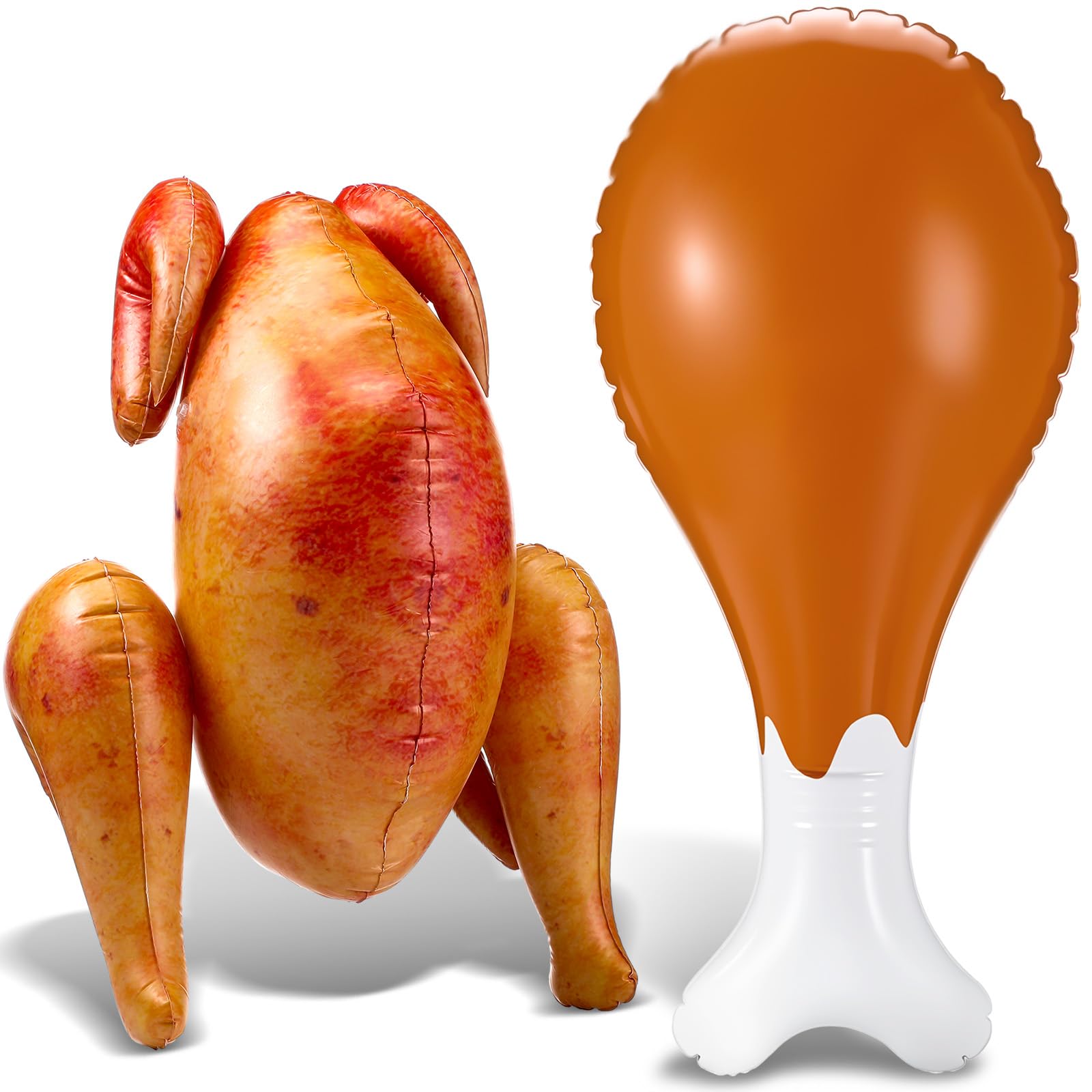 Civaner 2 Pcs Thanksgiving Inflatable Turkey Fake Rotisserie Chicken Decor