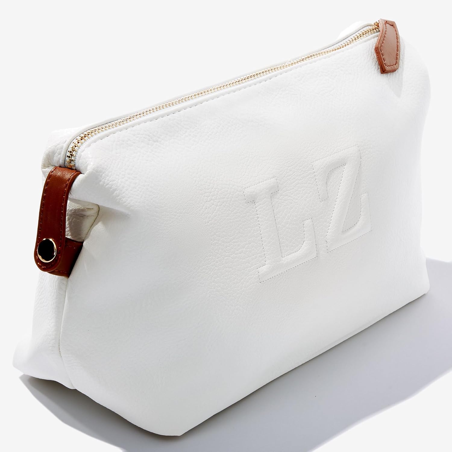 Personalization Universe Trapunto Embroidered Vegan Leather Make Up Bag- Rose Gold