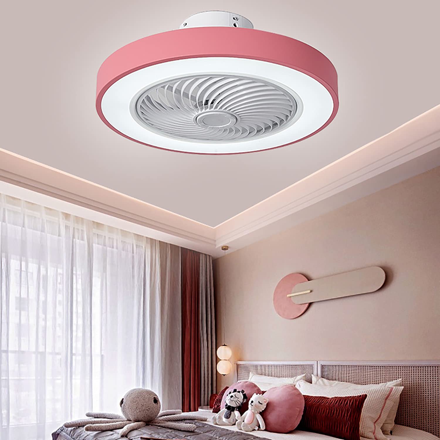 HXYSXHJUO Ceilifan Lights with Remote Control Fan Light Ceilifans and for Bedrooms Withps Silent in Lighti3 Speeds Timer/Pink