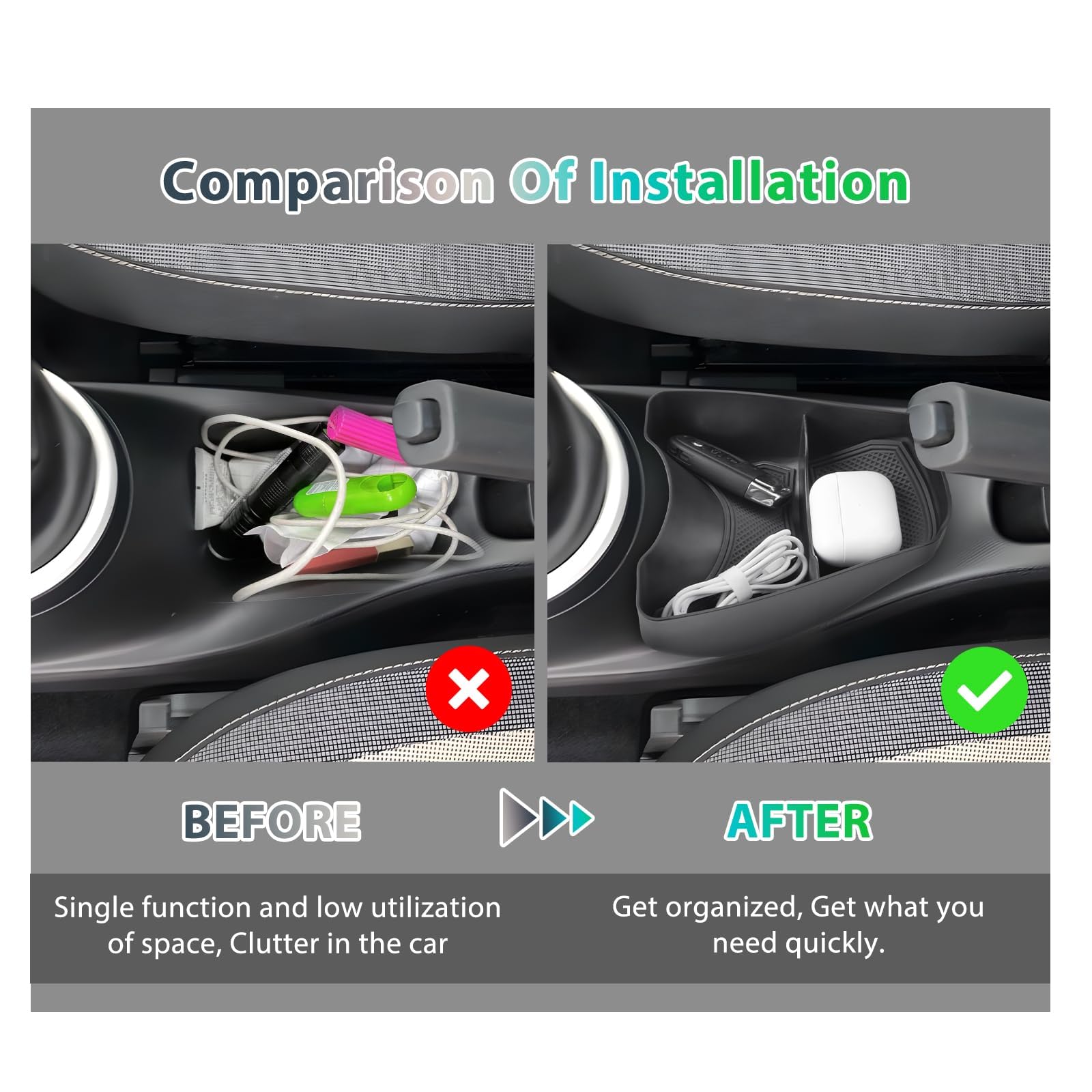 GAFAT Kompatibel mit Renault Twingo 3 2014-2023 2024 Mittelkonsole Aufbewahrungsbox, Twingo 3 Organizer Tray Unten die Mittelkonsole, Mit Rutschfeste Matten, 3M-Klebeinstallation