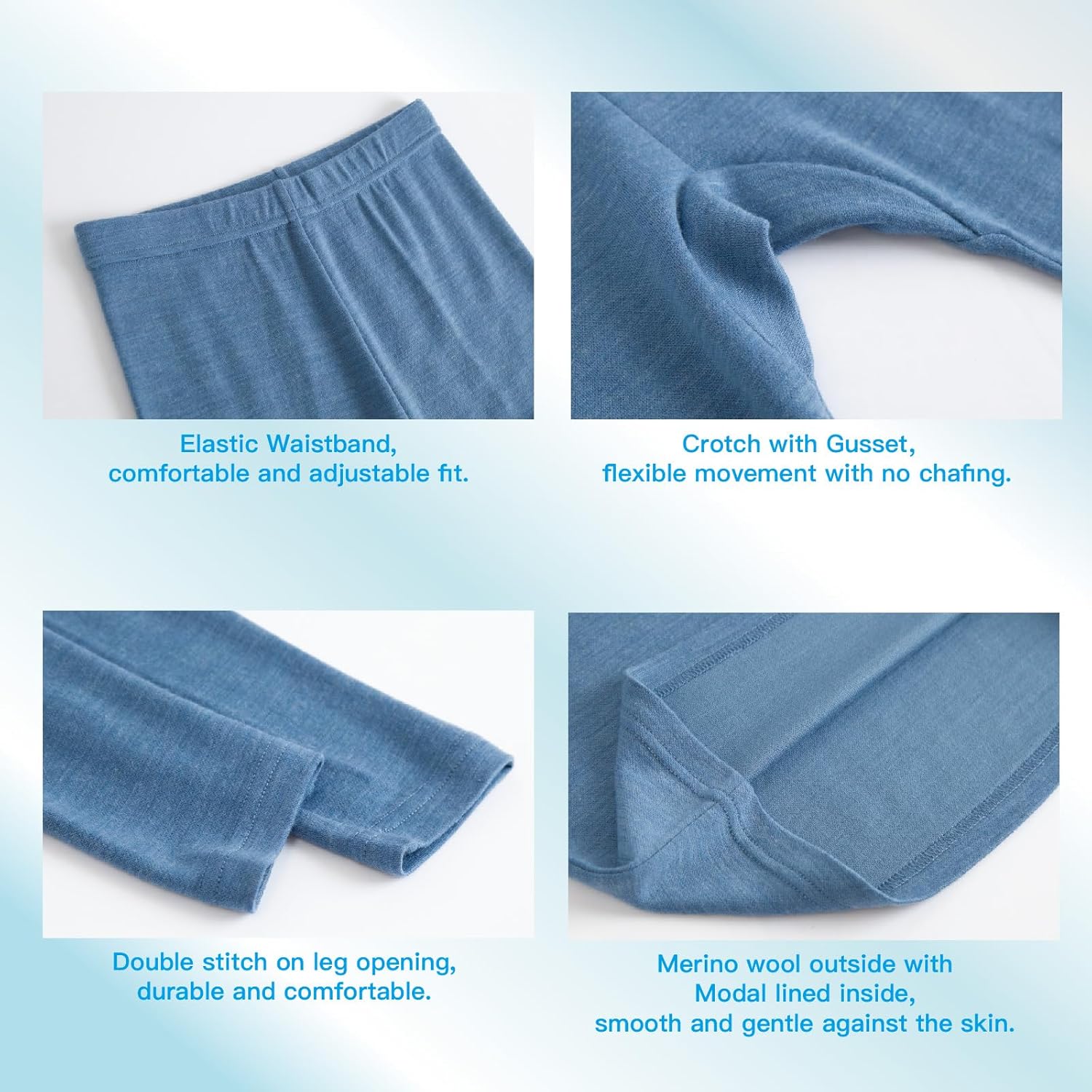 MERINNOVATION Merino Wool Base Layer Set for Kids Long Sleeve Thermal Underwear for Boys Girls Lite - Midweight Top & Bottom - Image 4