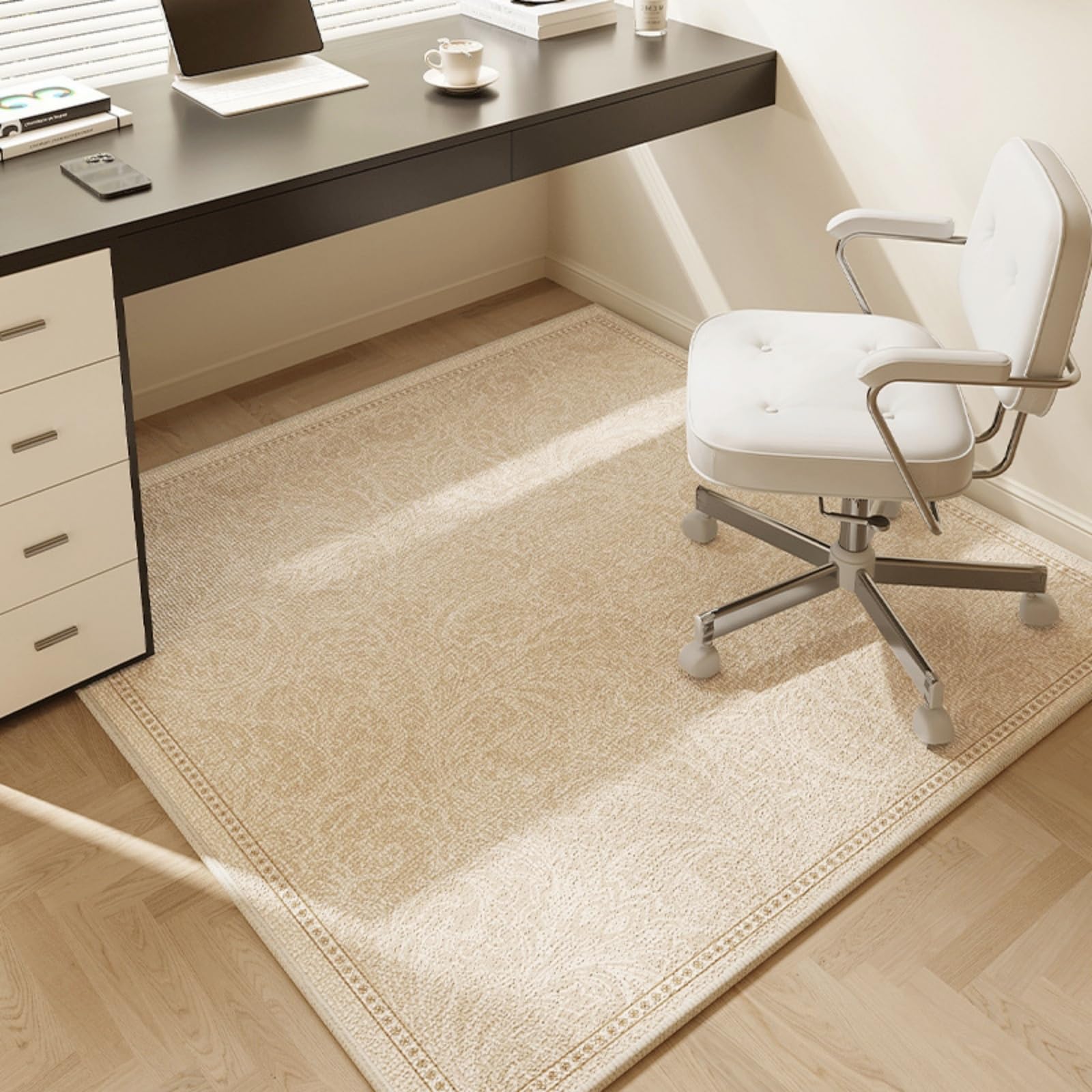 Quadratische Bürostuhlmatte für Teppich und Hartholzbodenschutz, rutschfeste Gaming-Schreibtischunterlage für Rollstühle, modernes klassisches Design, 140 x 140 cm (Rebe)