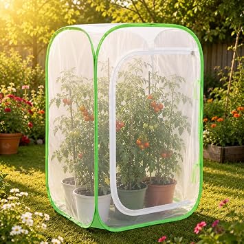 Pop Up Plant Tent, Zippered Mesh Grow Cage for Garden Pest Protection, Durable Reusable Plant Cover for Vegetables Fruits Flowers Against Birds & Insects for Outdoor Indoor Plants24 x 24 x 36 Inches