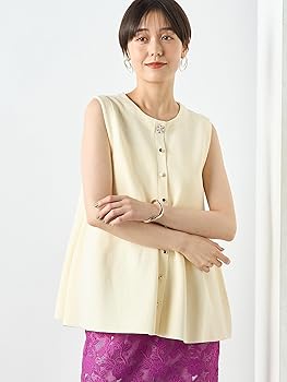 美品NOLLEY'Sノーリーズ大人可愛い24AWビジュー釦付きペプラムベスト♪ Amazon | [ノーリーズ] 手洗い可能》ビジュー釦付きペプラムベスト