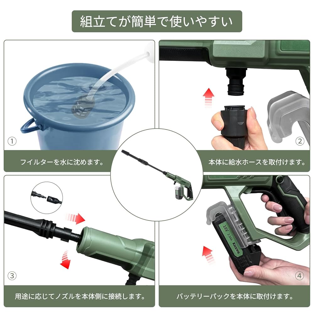 新品 KREBS(クレブス)充電式ハンディーウォッシャー充電式18Vコードレス家 Amazon | KREBS(クレブス) 充電式ハンディーウォッシャー 18V