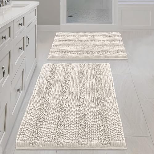 Miniatura 184 de H.VERSAILTEX Alfombras de baño antideslizantes extragruesas de felpilla a rayas 24" x 36" Absorbentes, antideslizantes, suaves, esponjosas