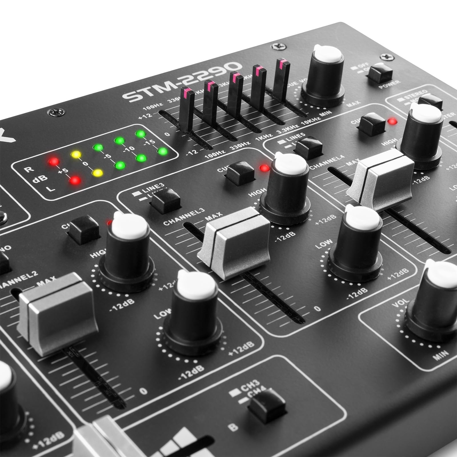 Vonyx STM2290 Table de Mixage DJ 8 Canaux, Entrée USB, Bluetooth, 8 Effets sons Individuels, Equalizer 5 Bandes, Entrée Micro et Sortie Casque, Écran LCD