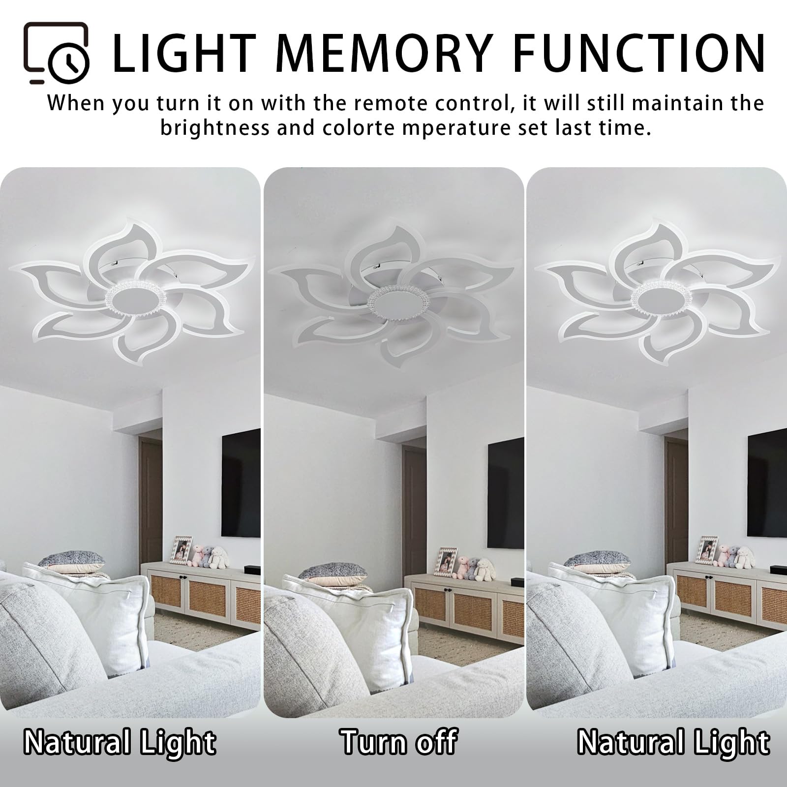 Inteligentne Lampa Sufitowa LED Nowoczesny Oświetlenie Sufitowe Z Pilotem APP Kwiatowa Lampa Sufitowa Możliwość Przyciemniania 3000K-6000K Funkcja Pamięci Duży Salon, Sypialnia-White