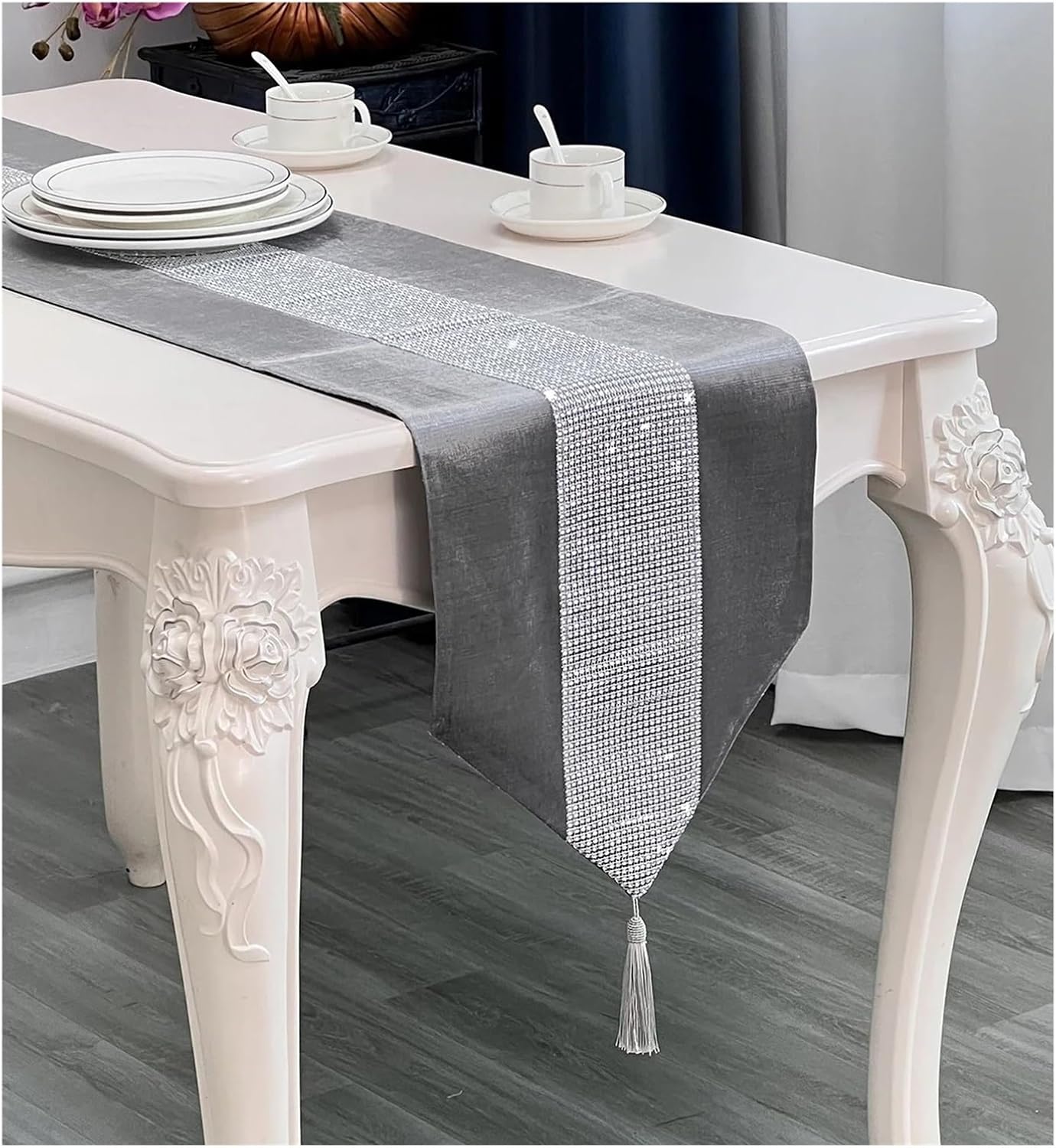 Table Runner for Home Decor Modern Style Sparkling Accessories, Diamond Minimalist Velvet Dining Table, Holiday Party, Home Decoration, Flag(30*250CM_1PC)